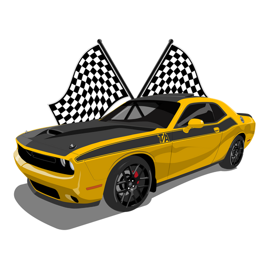 23 Yellow Dodge Challenger TA DTF Transfer
