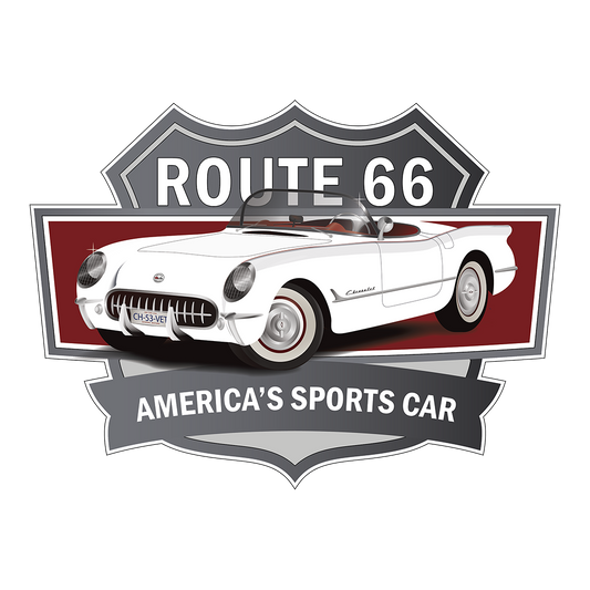 53 White Chevy Corvette Convertible DTF Transfer