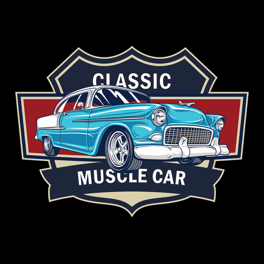 55 Blue Chevy Bel Air True Navy Port & Company T-Shirt