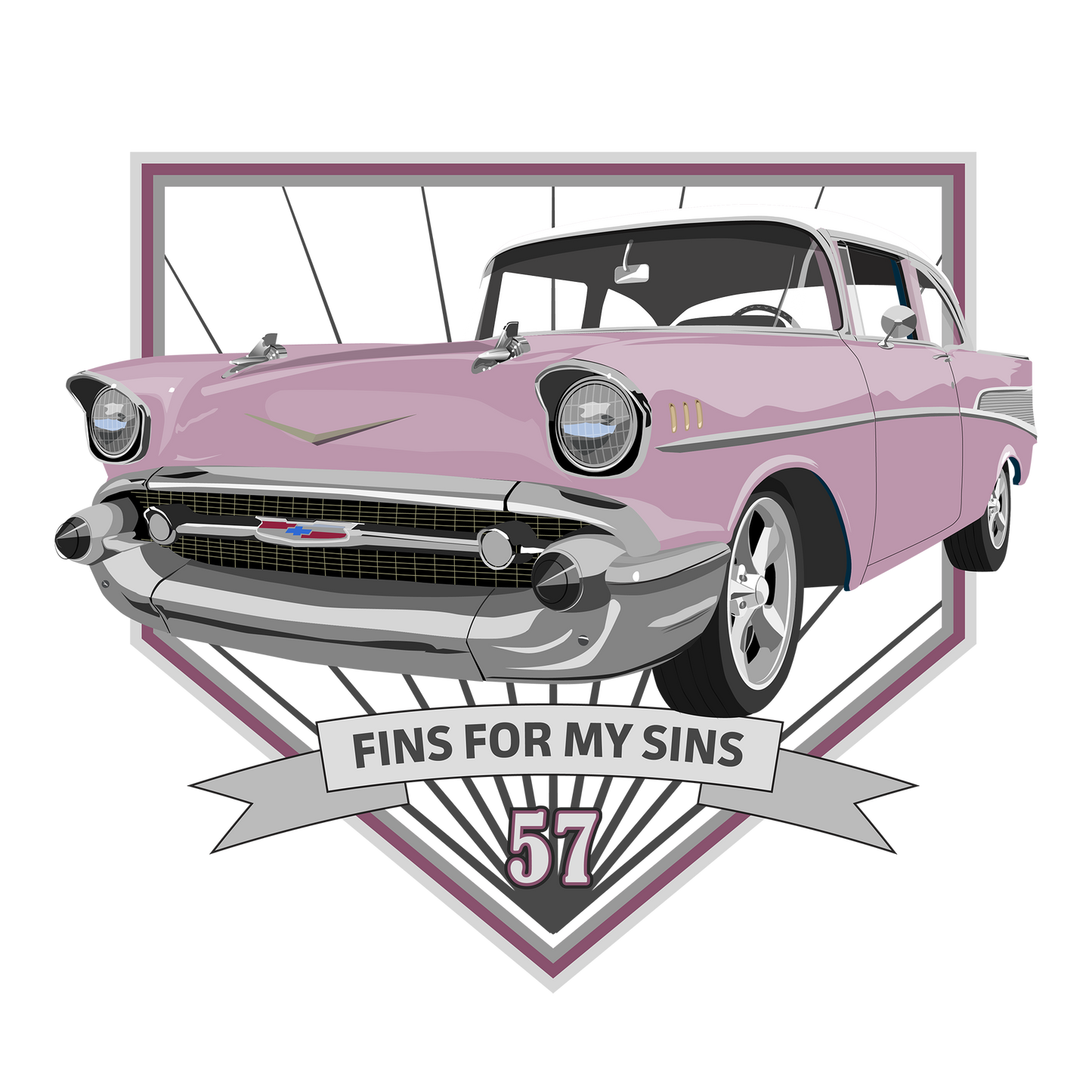 57 Dusk Pearl Chevy Bel Air DTF Design