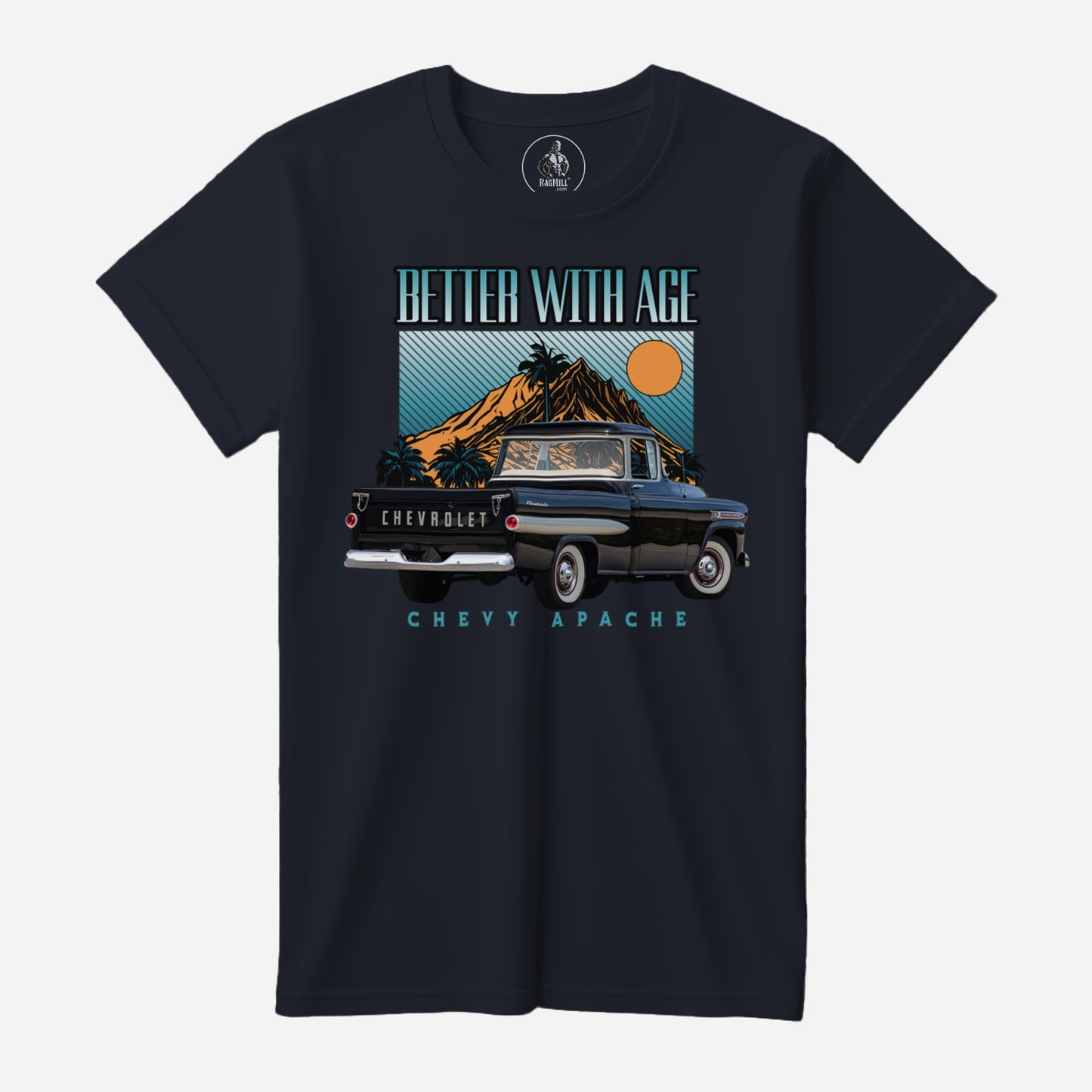 59 Black Chevy Apache Pickup Navy Bella+Canvas T-Shirt