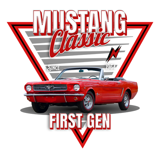 65 Red Ford Mustang Convertible DTF Transfer
