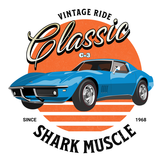 68 White Corvette Shark DTF Transfer