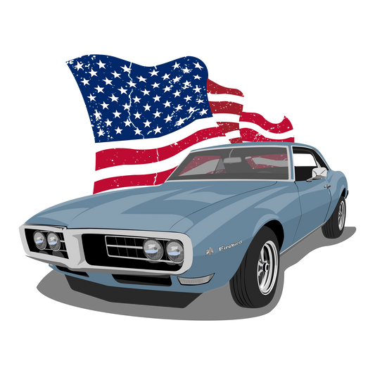 68 Blue Pontiac Firebrid DTF Transfer