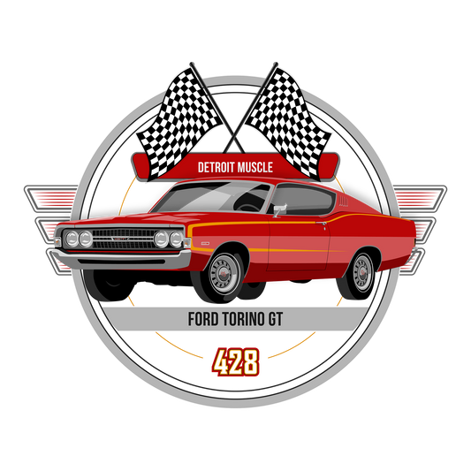 68 Red Ford Torino GT DTF Transfer