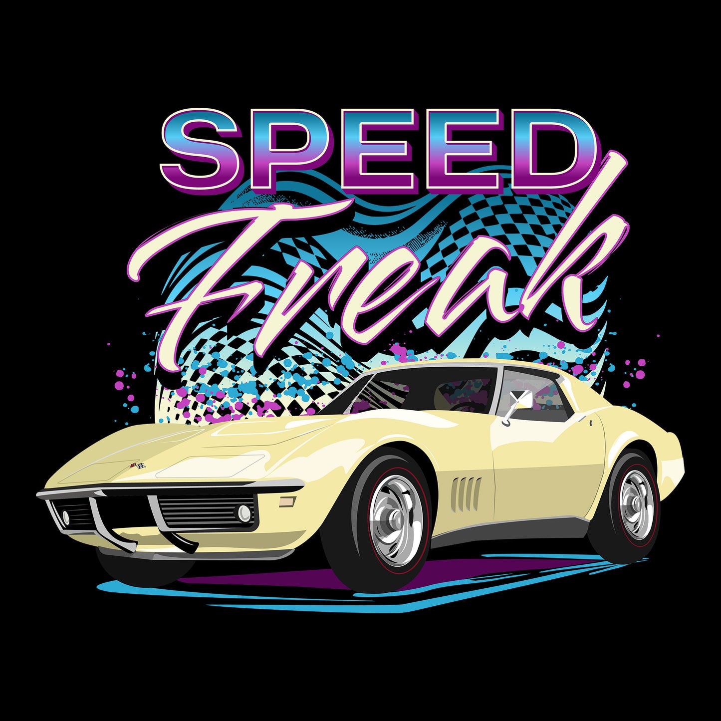 68 Yellow Corvette DTF Transfer