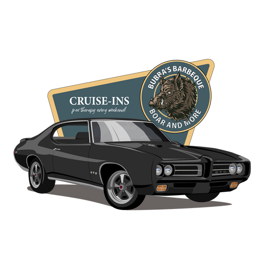 69 Black Pontiac GTO DTF Transfer