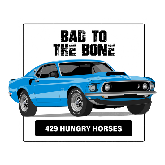 69 Blue Ford Mustang Boss 429 DTF Transfer