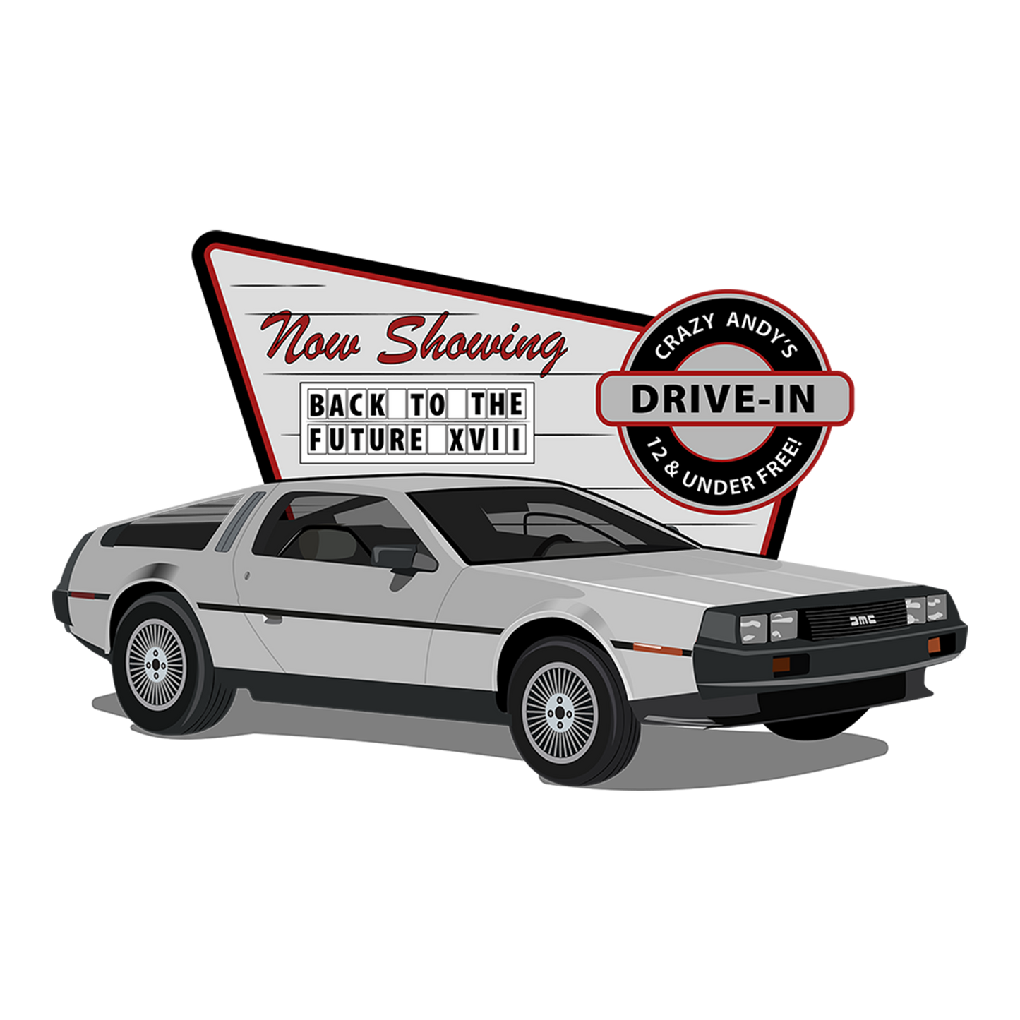 81 Delorean DMC-12 Drive-in DTF Design