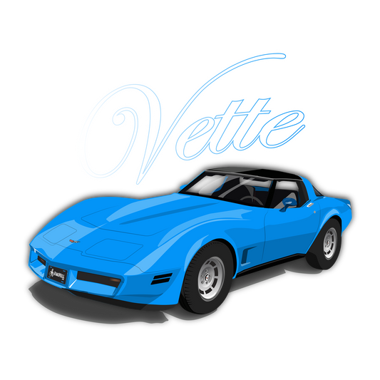 82 Blue Chevy Corvette DTF Transfer