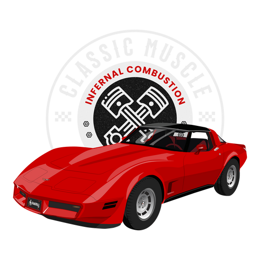82 Red Chevy Corvette DTF Transfer
