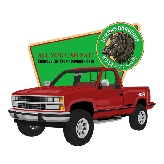 88 Red Chevy Pickup 4x4 DTF Transfer