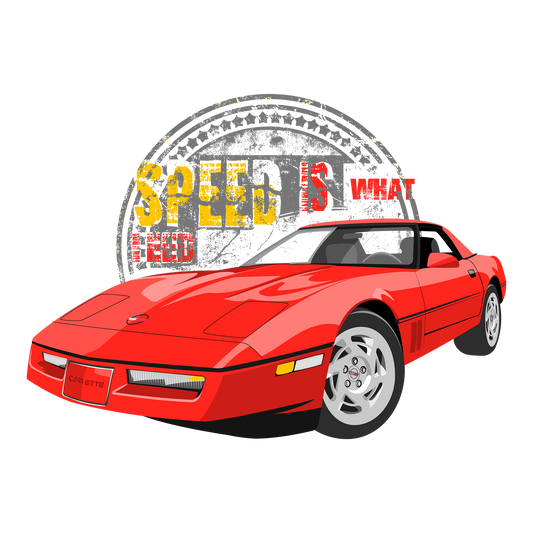 90 Red Chevy Corvette Coupe DTF Transfer