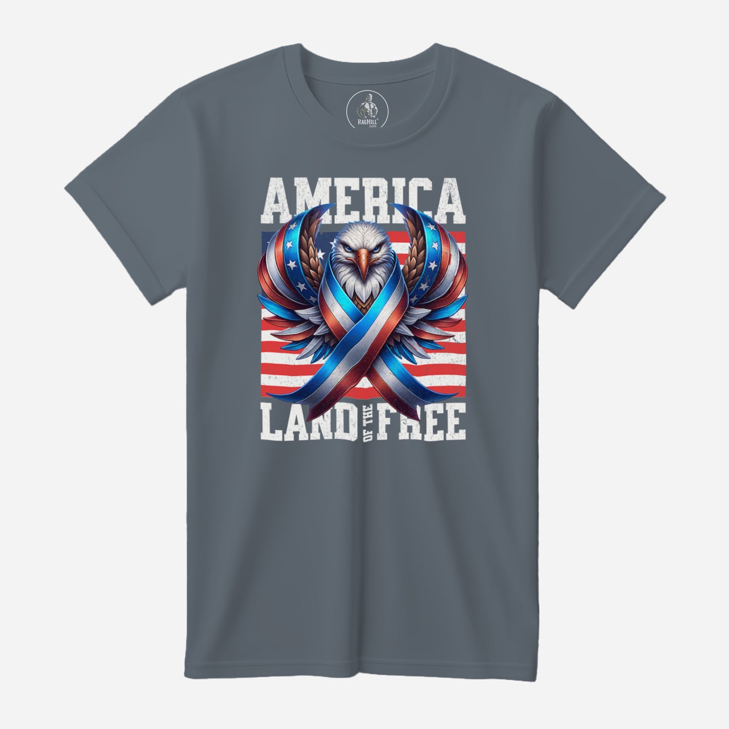 America - Land of the Free Steel Blue Bella+Canvas T-Shirt