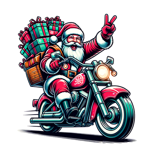 Biker Santa DTF Transfer