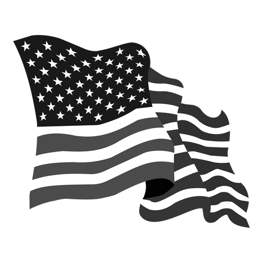 Black Waving USA Flag DTF Transfer