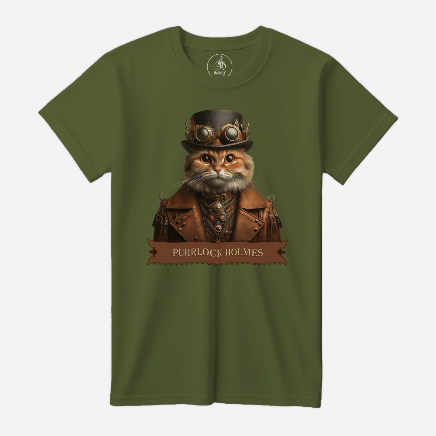 Purrlock Holmes Olive Bella+Canvas T-Shirt