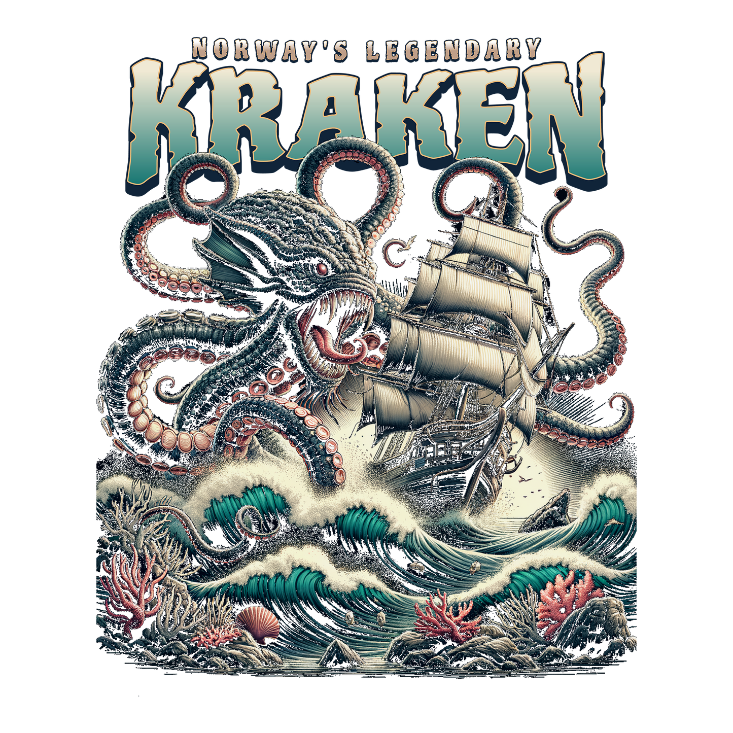 The Legendary Kraken DTF Design