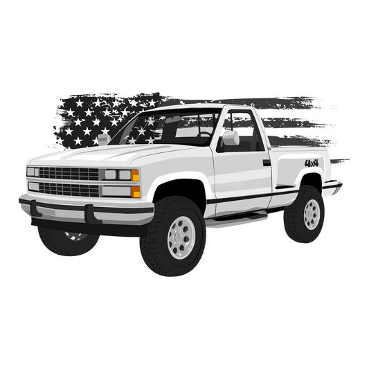 88 White Chevy Pickup 4x4 DTF Transfer