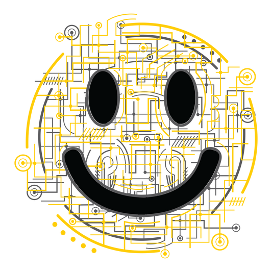 Electronic Happy Face DTF Design