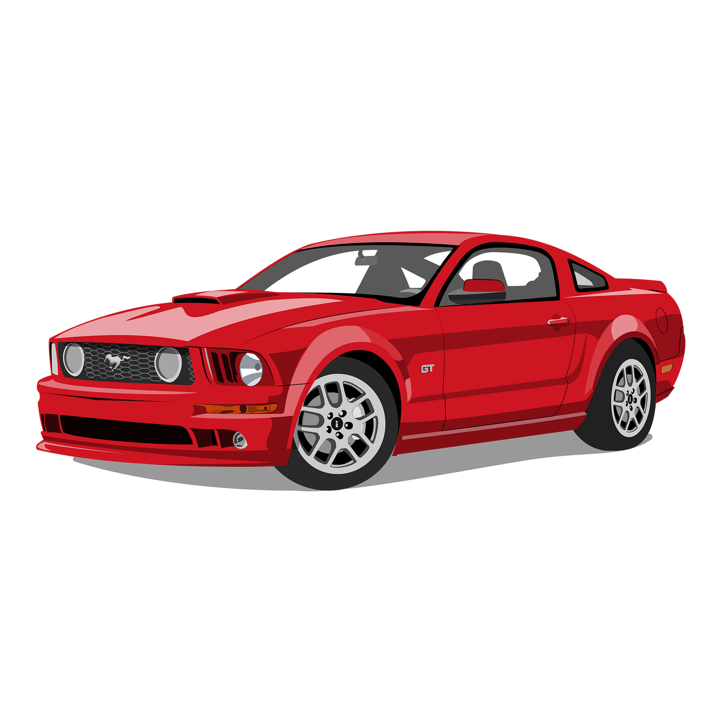 08 Red Ford Mustang GT Classic DTF Design