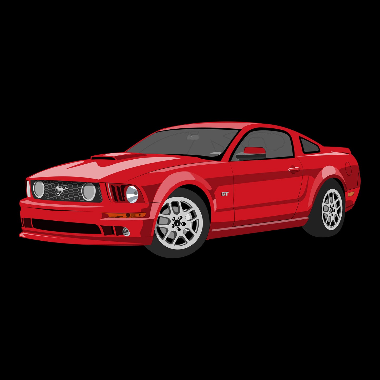 08 Red Ford Mustang GT Classic DTF Transfer