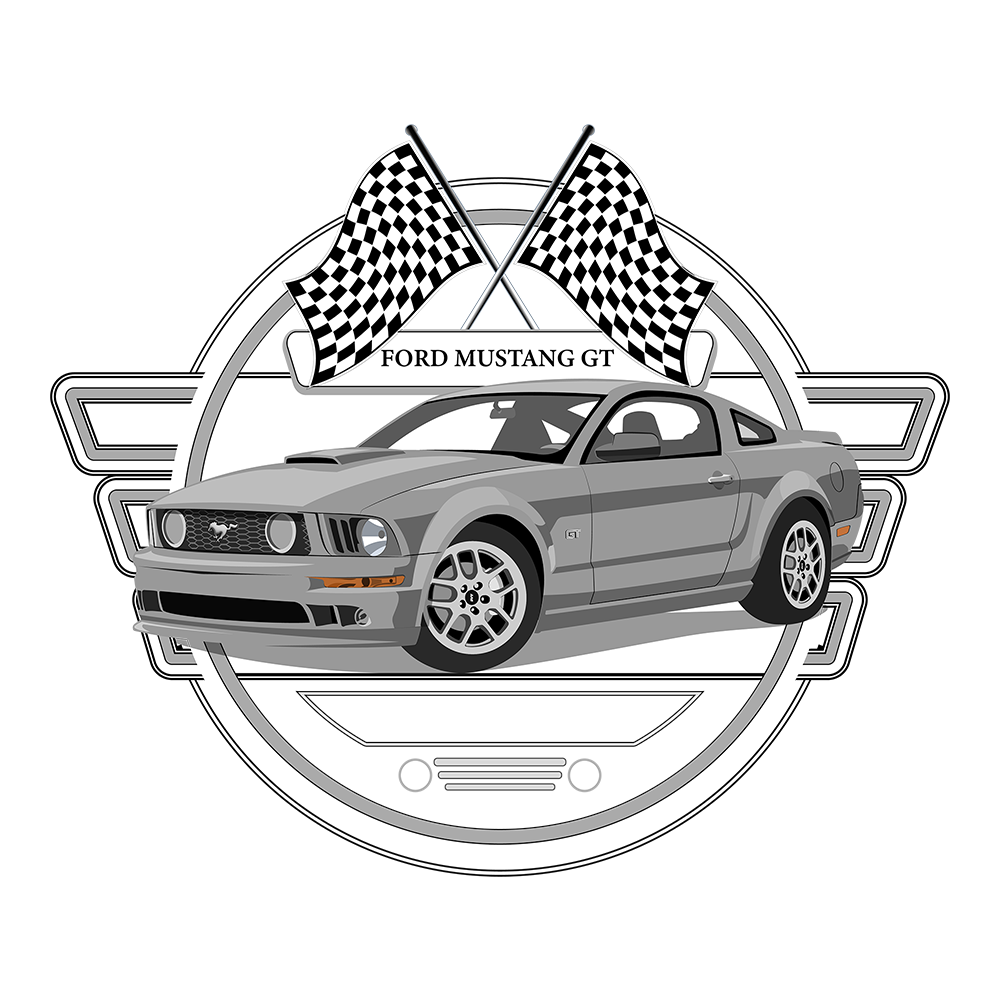 08 Silver Ford Mustang GT Racing DTF Tee