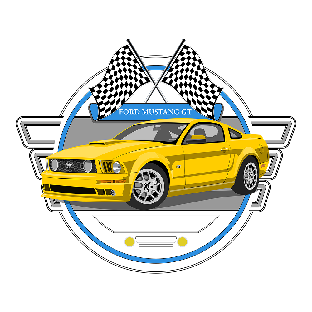 08 Yellow Ford Mustang GT Racing DTF Tee