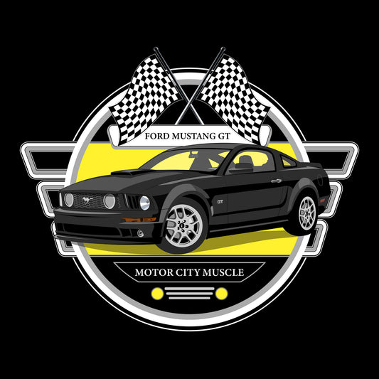 08 Black Ford Mustang GT DTF Transfer