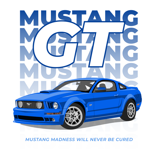 08 Blue Ford Mustang GT Madness DTF Design