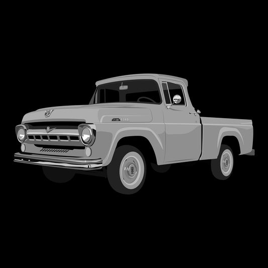 Illustration of a vintage truck on a gray background