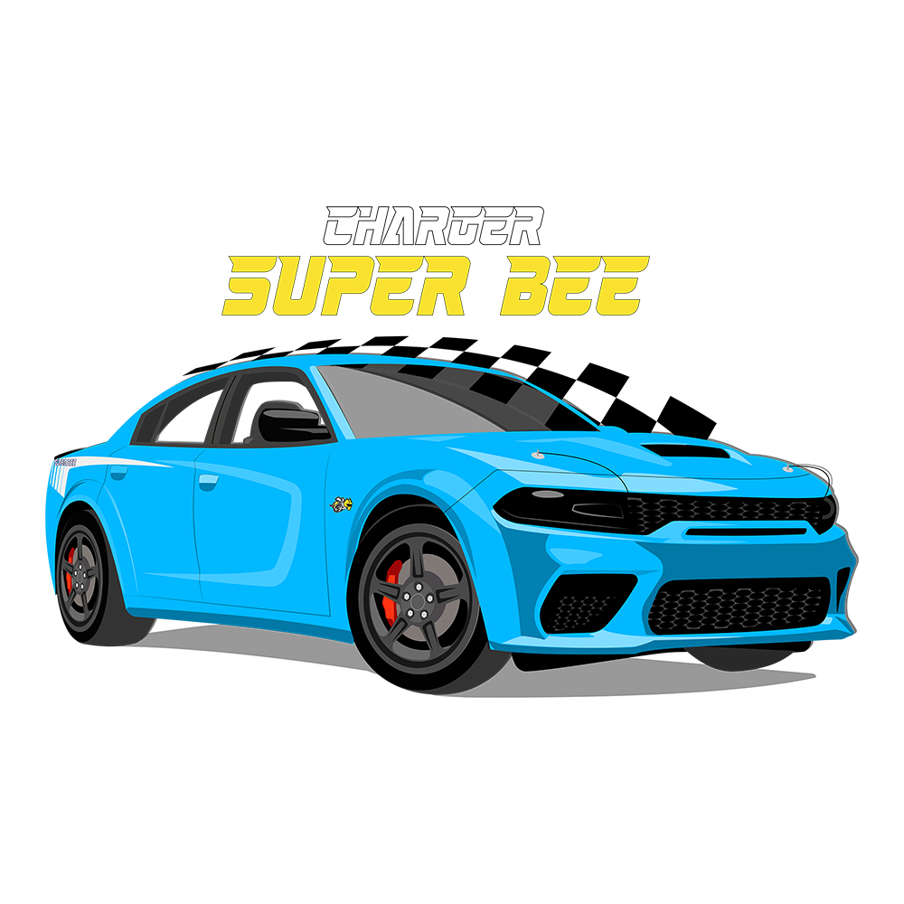 2023 Blue Dodge Charger Super Bee Flag DTF Transfer