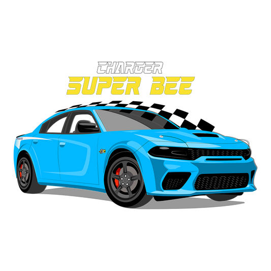 2023 Blue Dodge Charger Super Bee Flag DTF Transfer