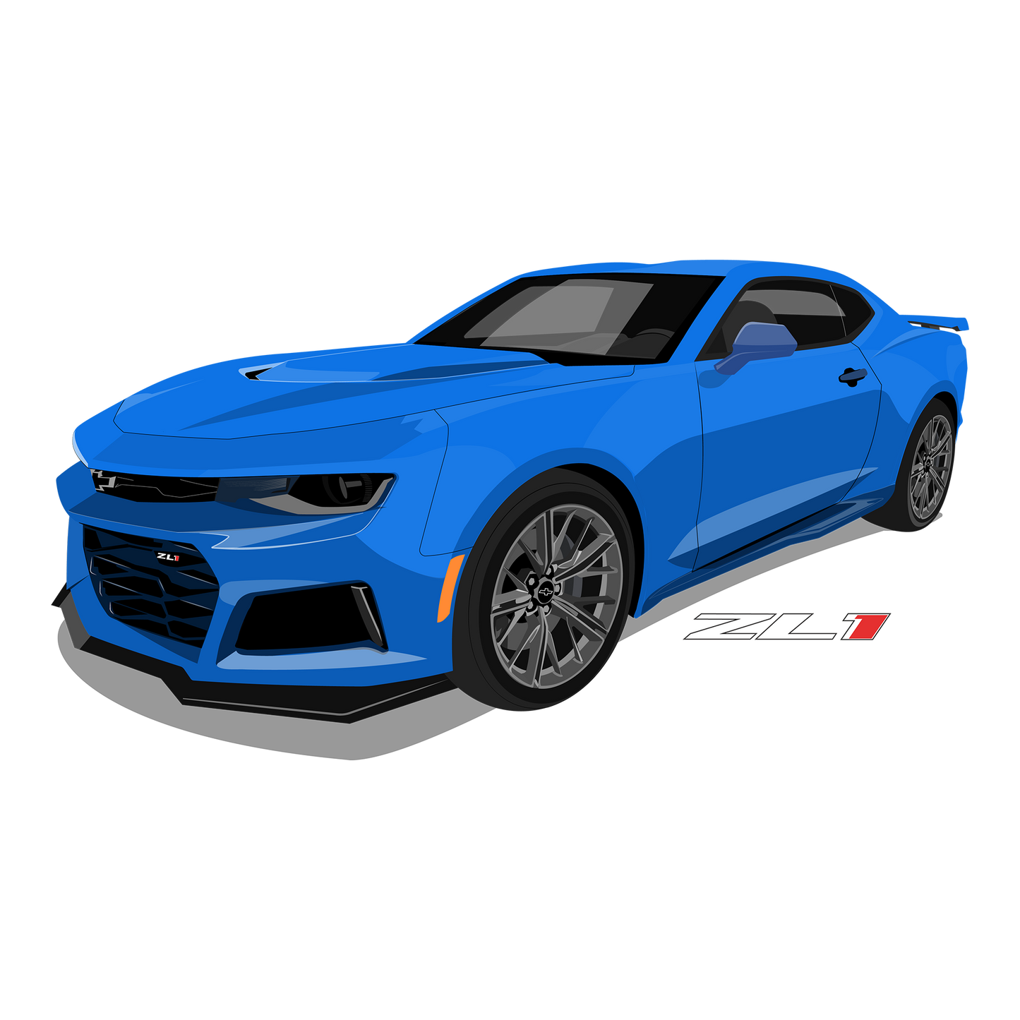 22 Blue Chevy Camaro ZL1 Coupe Classic DTF Design