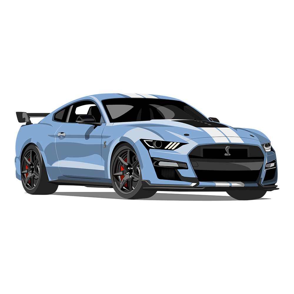 Blue Ford Mustang Shelby GT 500 DTF Tee