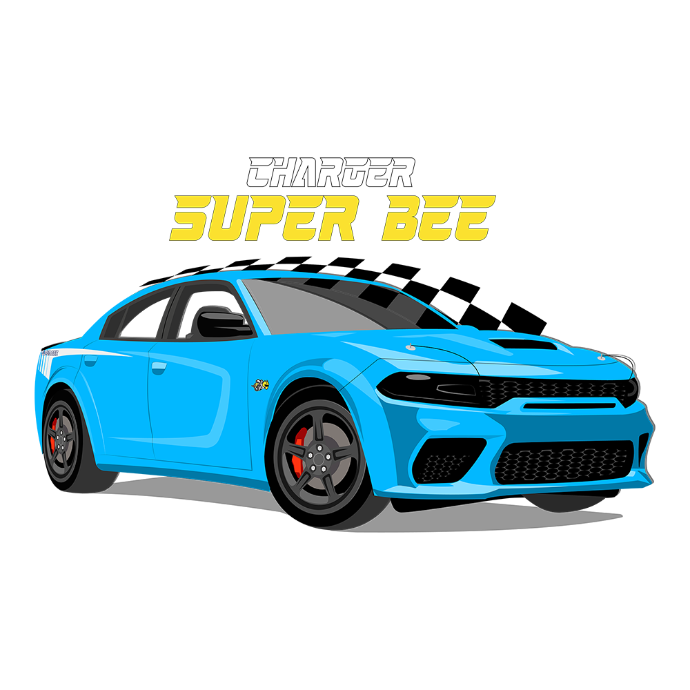 23 Blue Dodge Charger Super Bee DTF Design