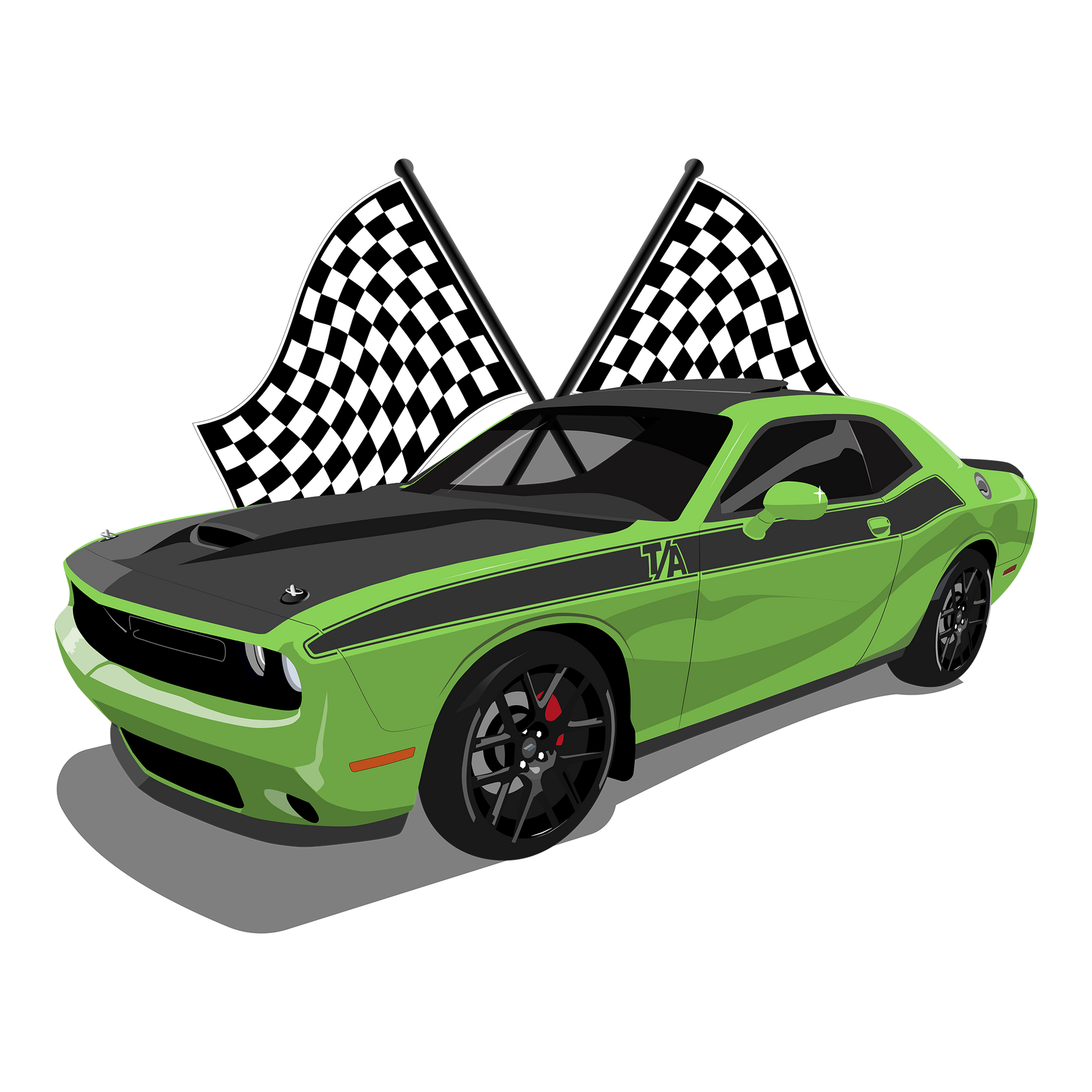 23 Green Dodge Challenger TA DTF Design