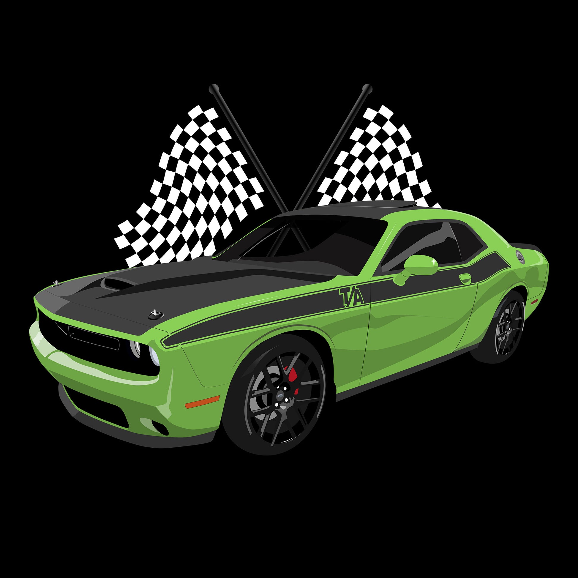 23 Green Dodge Challenger TA DTF Transfer