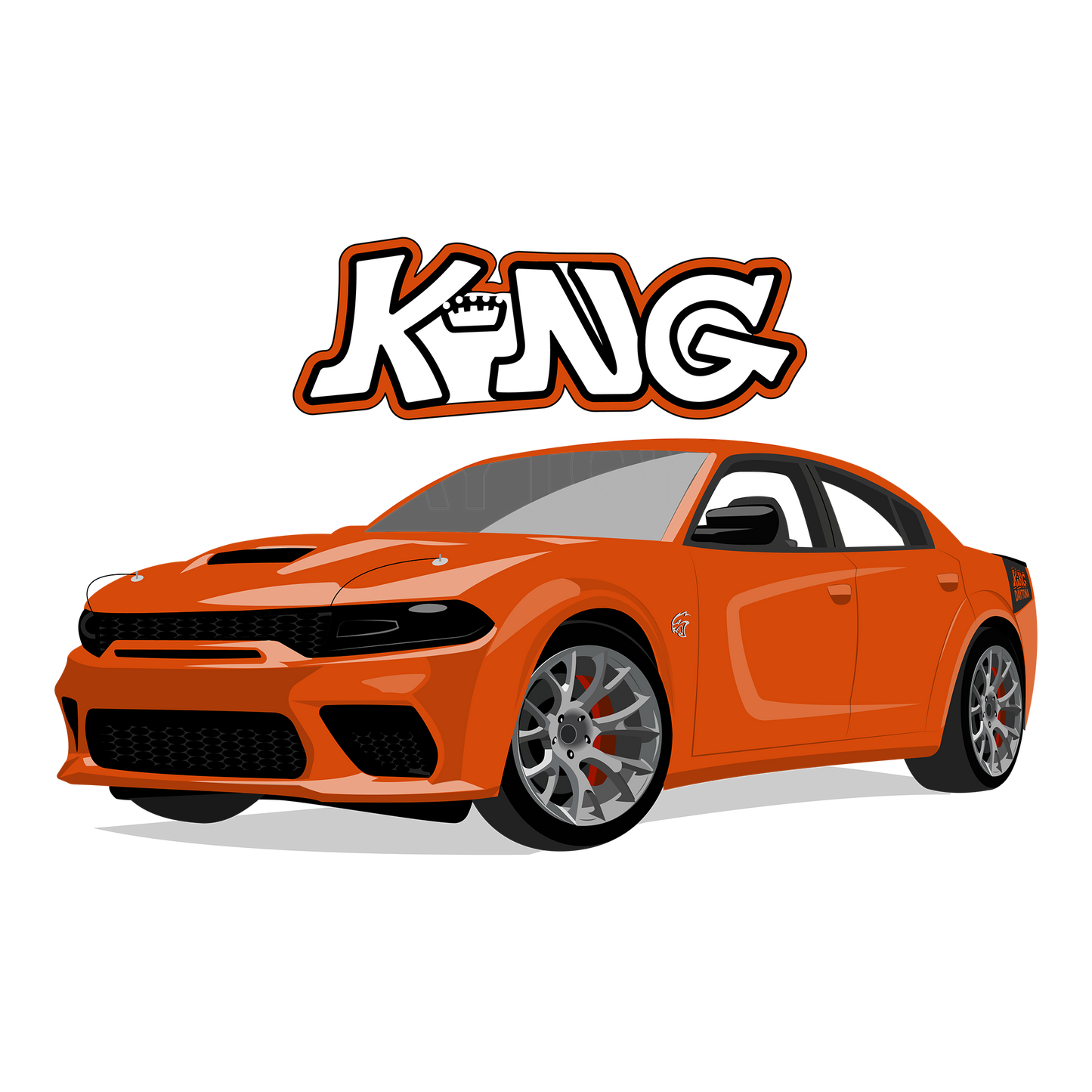 23 Orange Dodge Charger King Daytona DTF Design