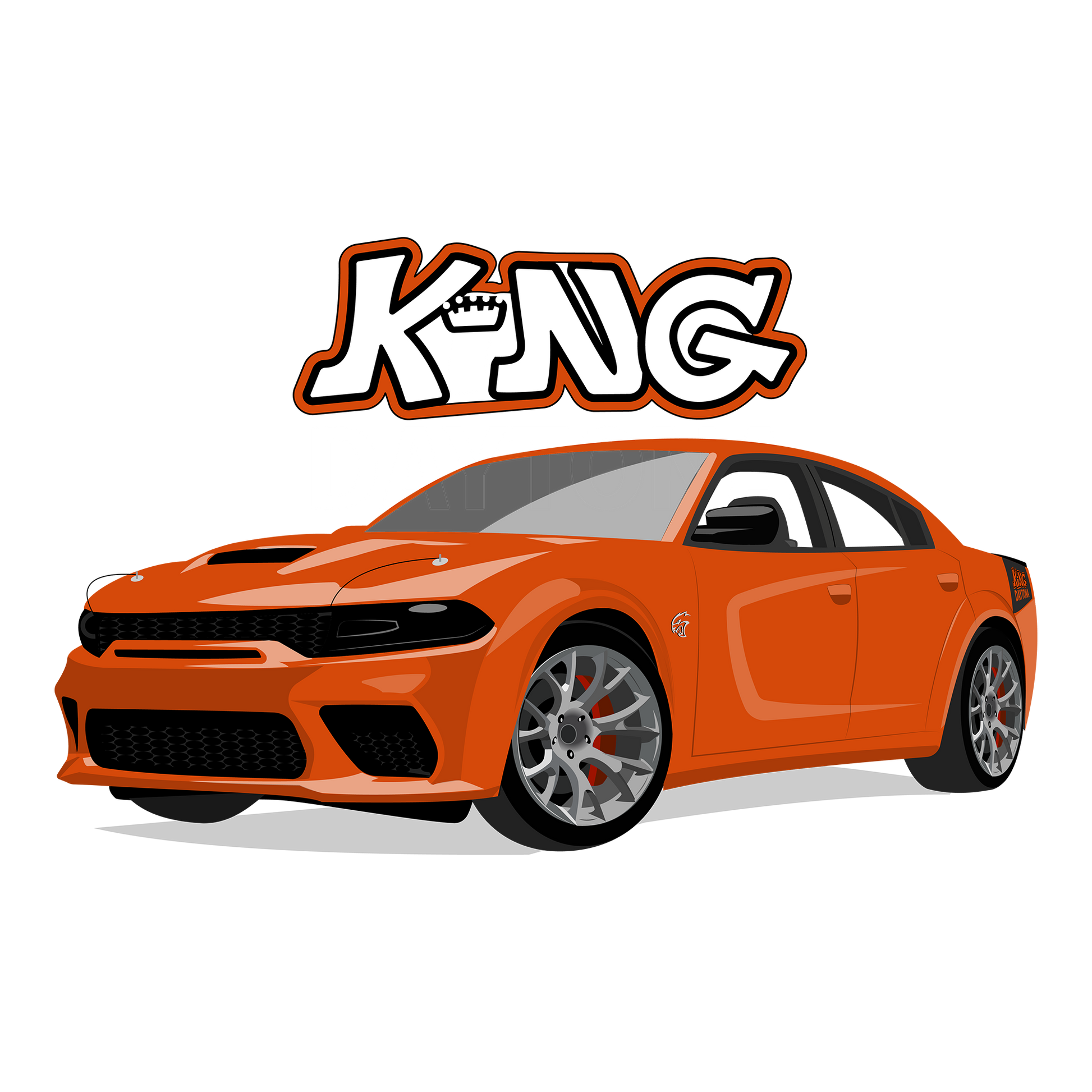 23 Orange Dodge Charger King Daytona DTF Design