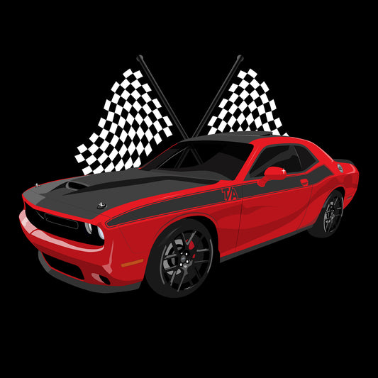 23 Red Dodge Challenger TA DTF Transfer