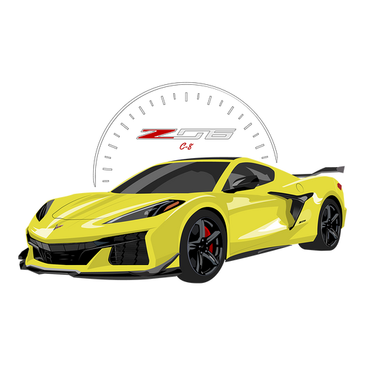 23 Yellow Chevy Corvette Z06 Logo DTF Tee