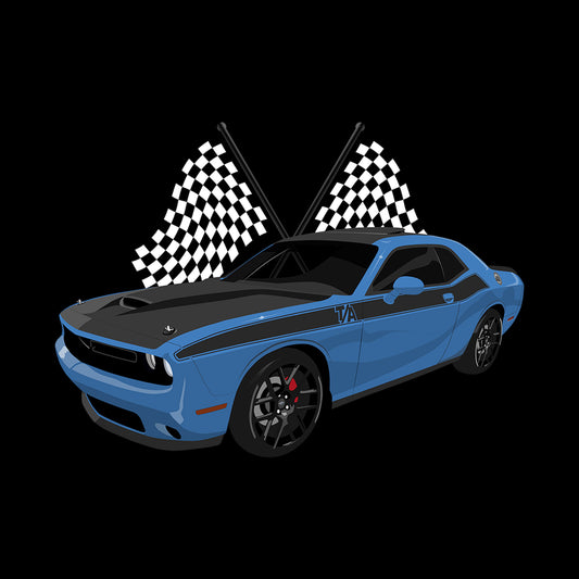 23 Blue Dodge Challenger TA DTF Transfer