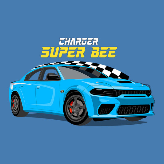 23 Blue Dodge Charger Super Bee Flag DTF Transfer