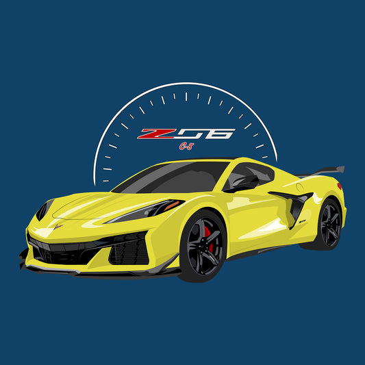 23 Yellow Chevy Corvette Z06 DTF Transfer