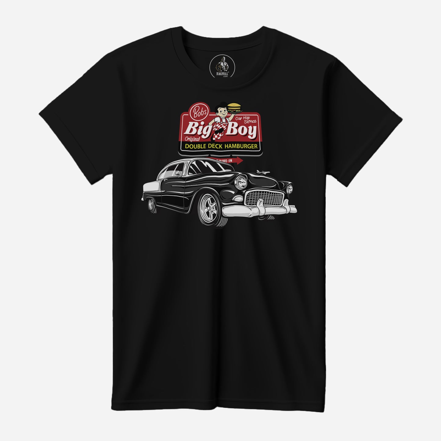 55 Black Chevy Bel Air Big Boy Black Port & Company T-Shirt