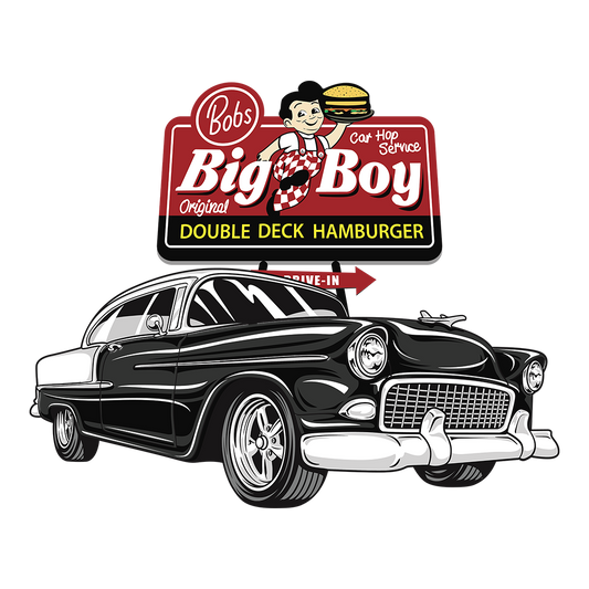 55 Black Chevy Bel Air Big Boy DTF Tee