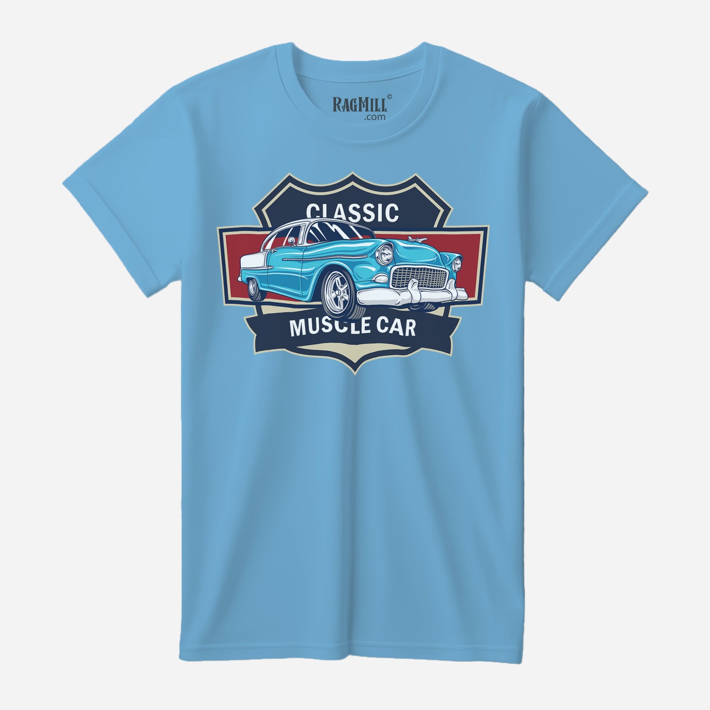 55 Blue Chevy Bel Air Aquatic Blue Port & Company T-Shirt