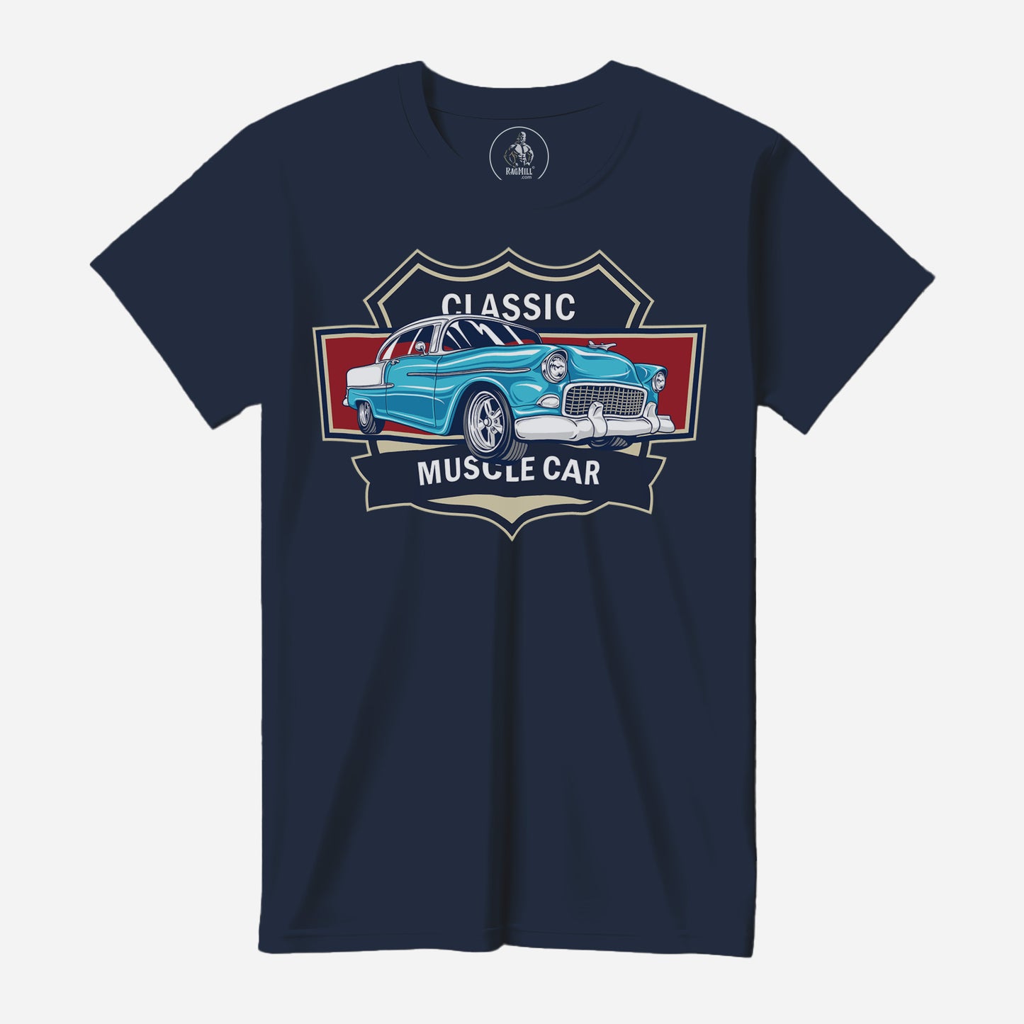 55 Blue Chevy Bel Air True Navy Port & Company T-Shirt