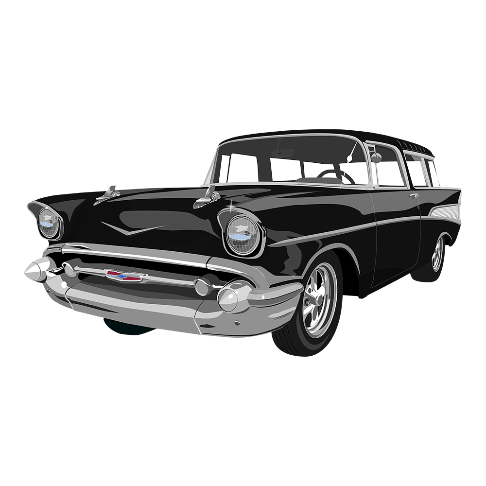 57 Black Chevy Nomad DTF Design